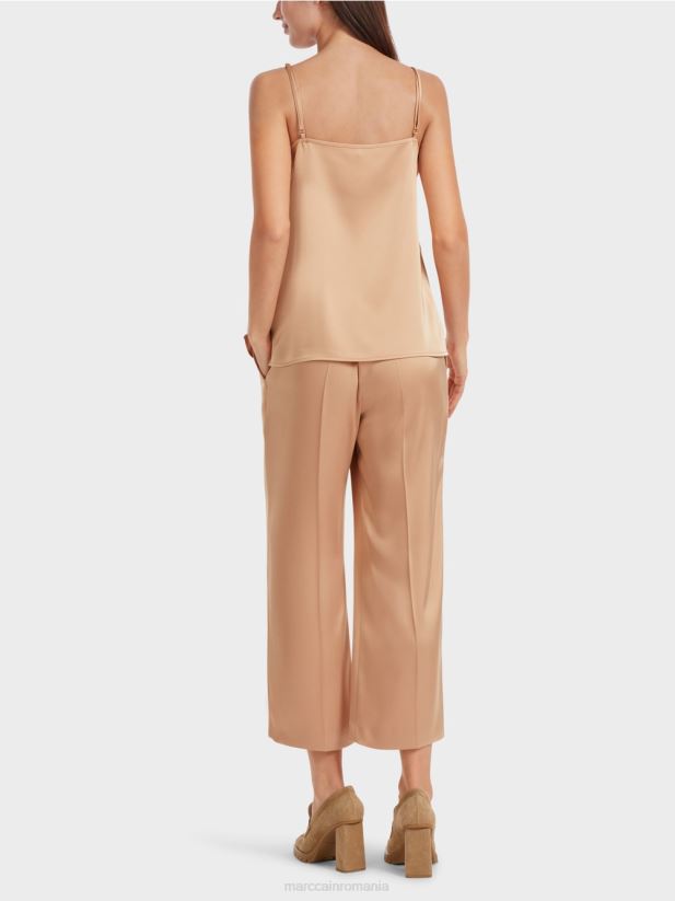 vârf cu lanț subțire Marc Cain caramel strălucitor îmbrăcăminte 4826HH1290