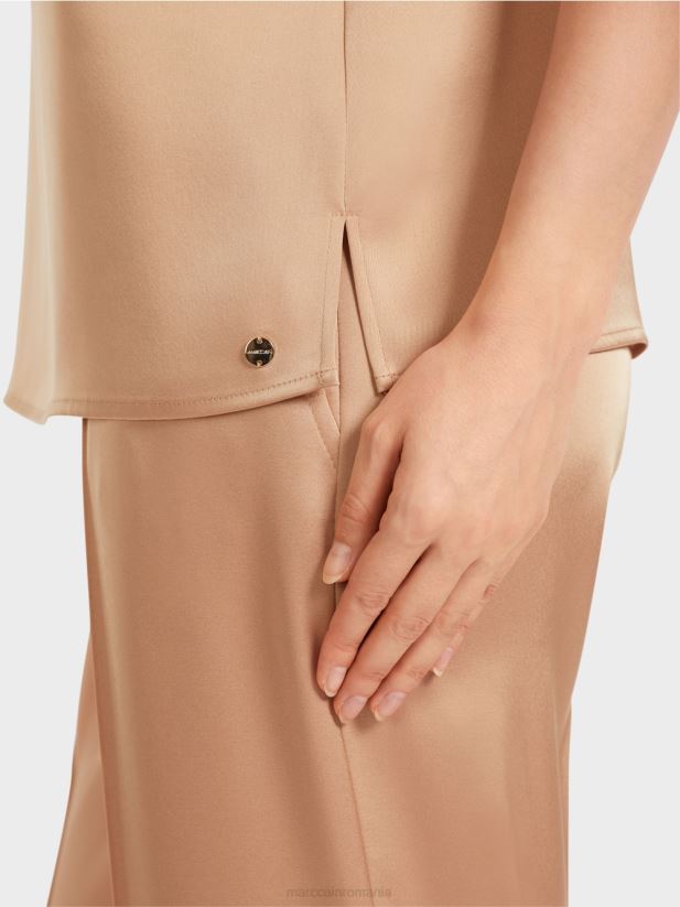 vârf cu lanț subțire Marc Cain caramel strălucitor îmbrăcăminte 4826HH1290