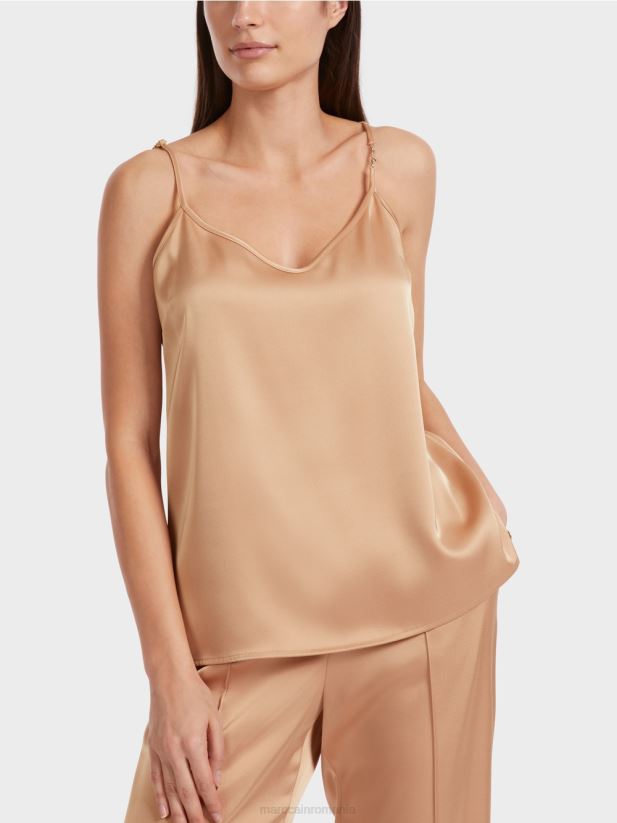 vârf cu lanț subțire Marc Cain caramel strălucitor îmbrăcăminte 4826HH1290