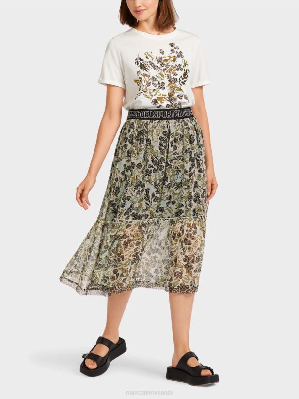 fustă etajată din crep de viscoză Marc Cain luminator moale îmbrăcăminte 4826HH498