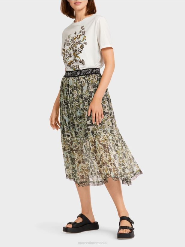 fustă etajată din crep de viscoză Marc Cain luminator moale îmbrăcăminte 4826HH498