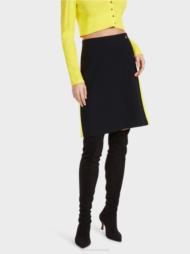 fustă mini cu dungi care blochează culoarea Marc Cain negru îmbrăcăminte 4826HH475