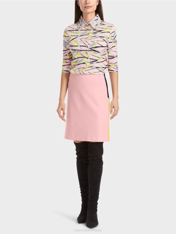 fustă mini cu dungi care blochează culoarea Marc Cain roz pudra moale îmbrăcăminte 4826HH473