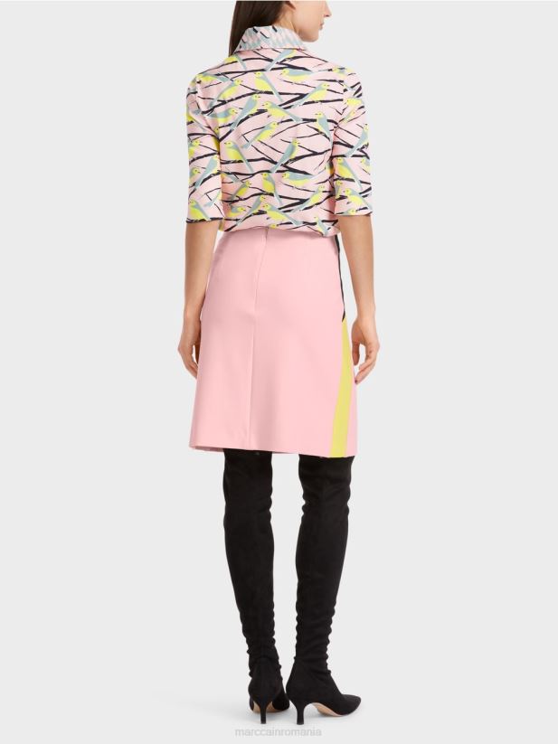 fustă mini cu dungi care blochează culoarea Marc Cain roz pudra moale îmbrăcăminte 4826HH473