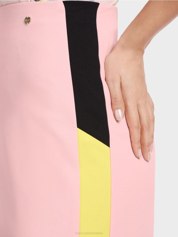fustă mini cu dungi care blochează culoarea Marc Cain roz pudra moale îmbrăcăminte 4826HH473