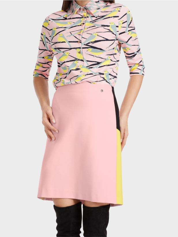 fustă mini cu dungi care blochează culoarea Marc Cain roz pudra moale îmbrăcăminte 4826HH473