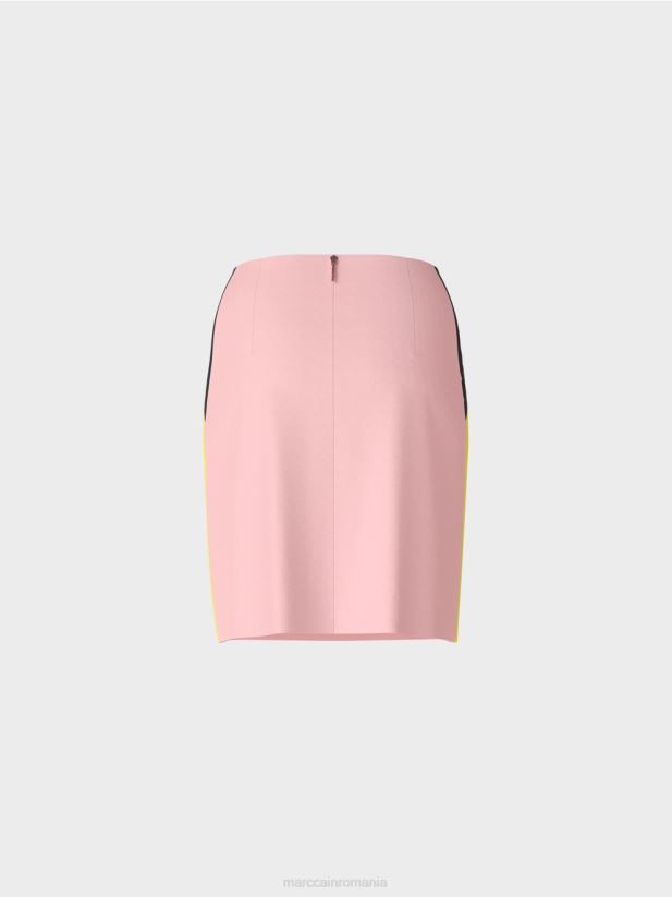 fustă mini cu dungi care blochează culoarea Marc Cain roz pudra moale îmbrăcăminte 4826HH473