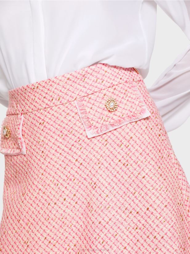 fustă mini evazată boucle Marc Cain roz moale îmbrăcăminte 4826HH483