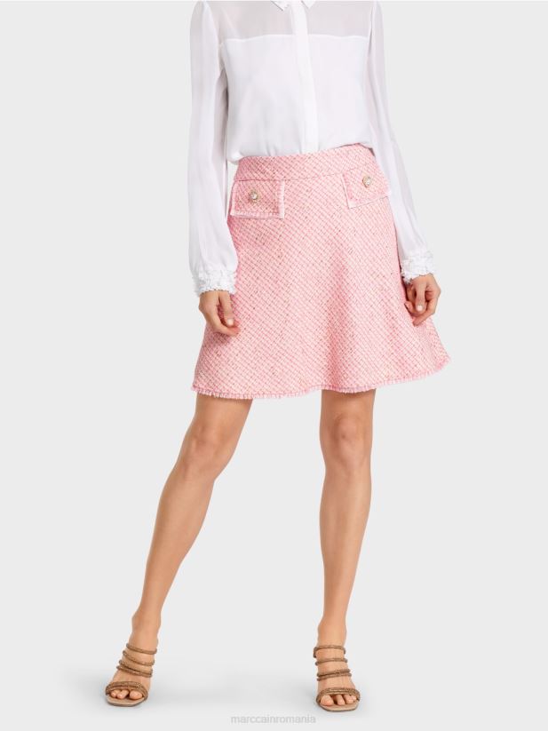 fustă mini evazată boucle Marc Cain roz moale îmbrăcăminte 4826HH483