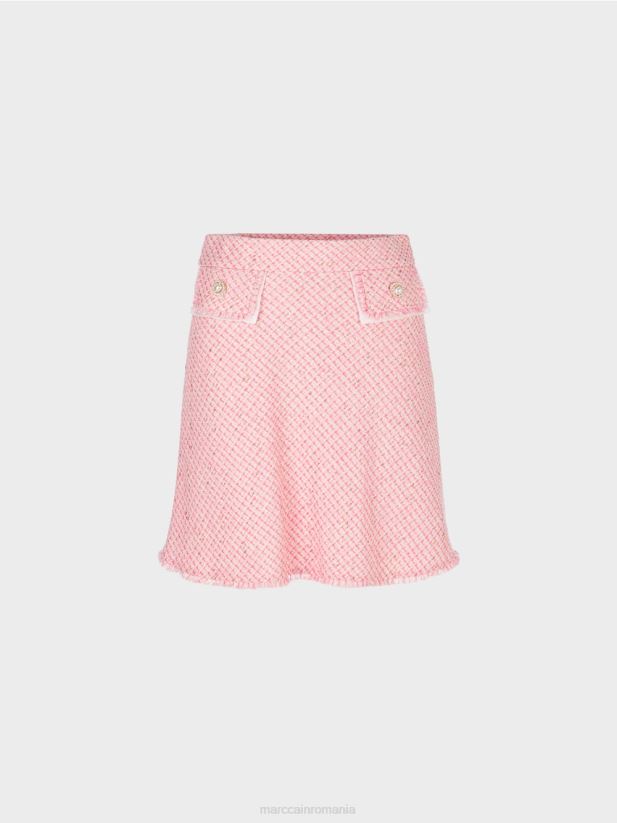 fustă mini evazată boucle Marc Cain roz moale îmbrăcăminte 4826HH483