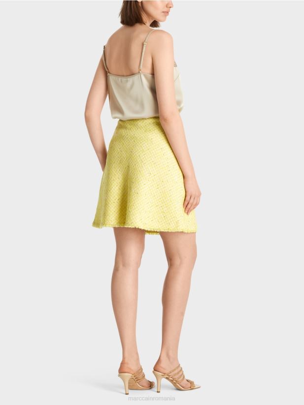fustă mini evazată boucle Marc Cain verde lamaie îmbrăcăminte 4826HH485