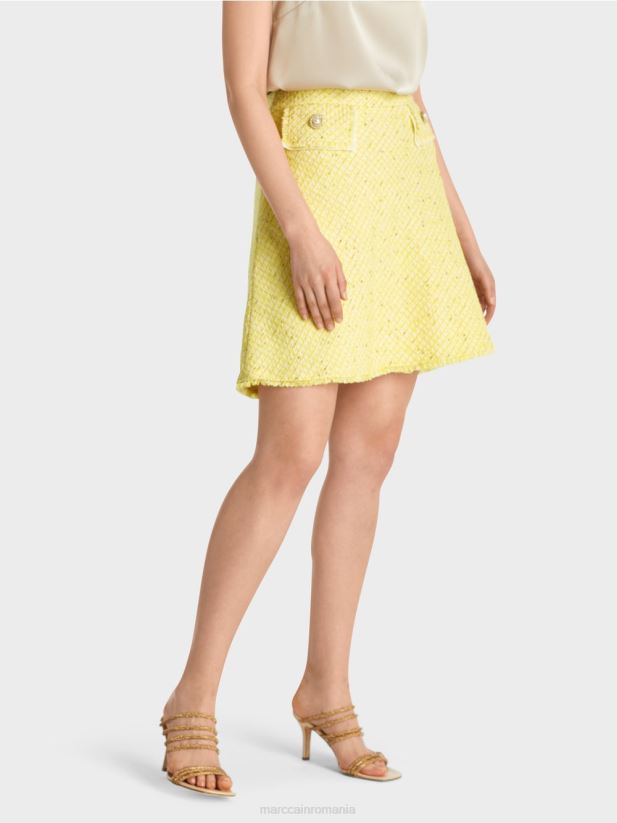 fustă mini evazată boucle Marc Cain verde lamaie îmbrăcăminte 4826HH485