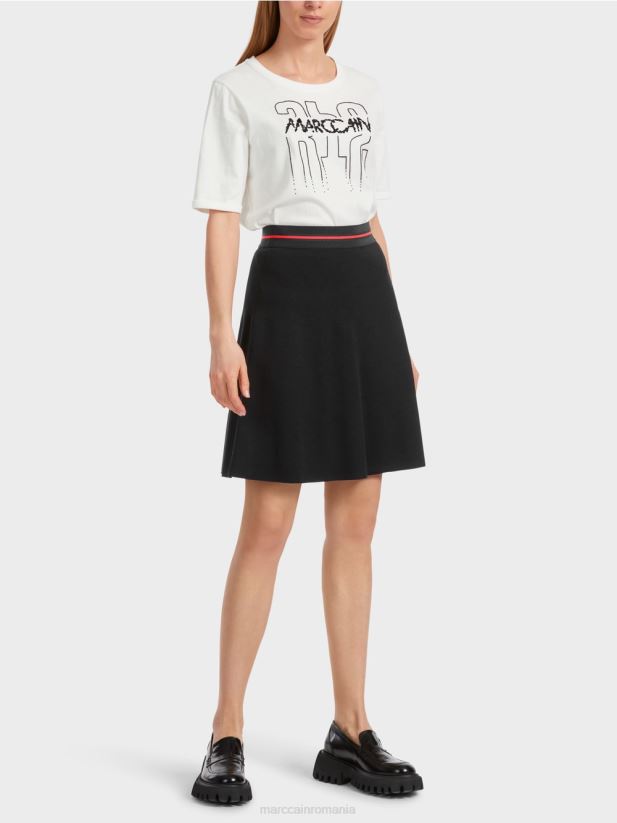 fustă mini „regândește împreună”. Marc Cain alb-negru îmbrăcăminte 4826HH465