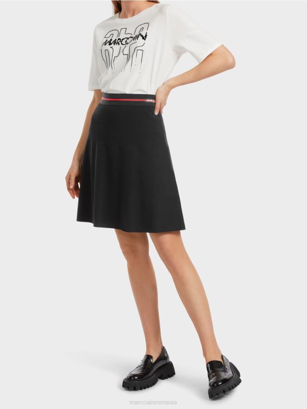 fustă mini „regândește împreună”. Marc Cain alb-negru îmbrăcăminte 4826HH465