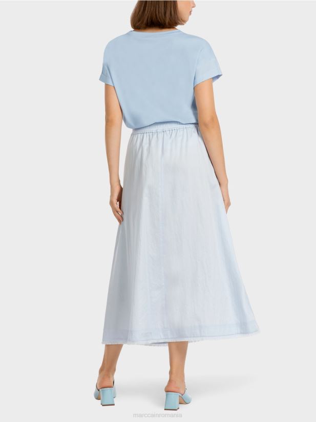 fustă învolburată Marc Cain albastru pudra deschis îmbrăcăminte 4826HH492