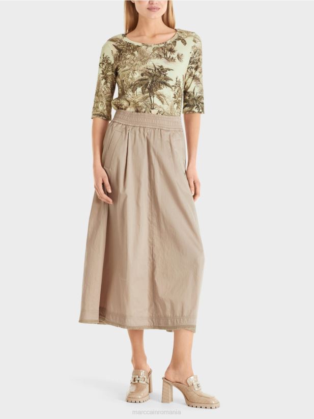 fustă învolburată Marc Cain moale taupe îmbrăcăminte 4826HH494