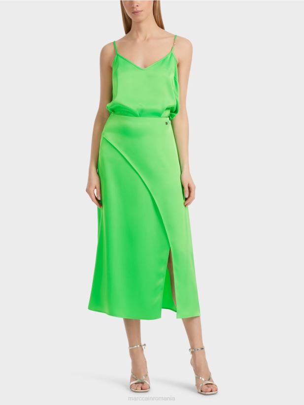 fusta cu efect wrap Marc Cain verde măr închis îmbrăcăminte 4826HH458