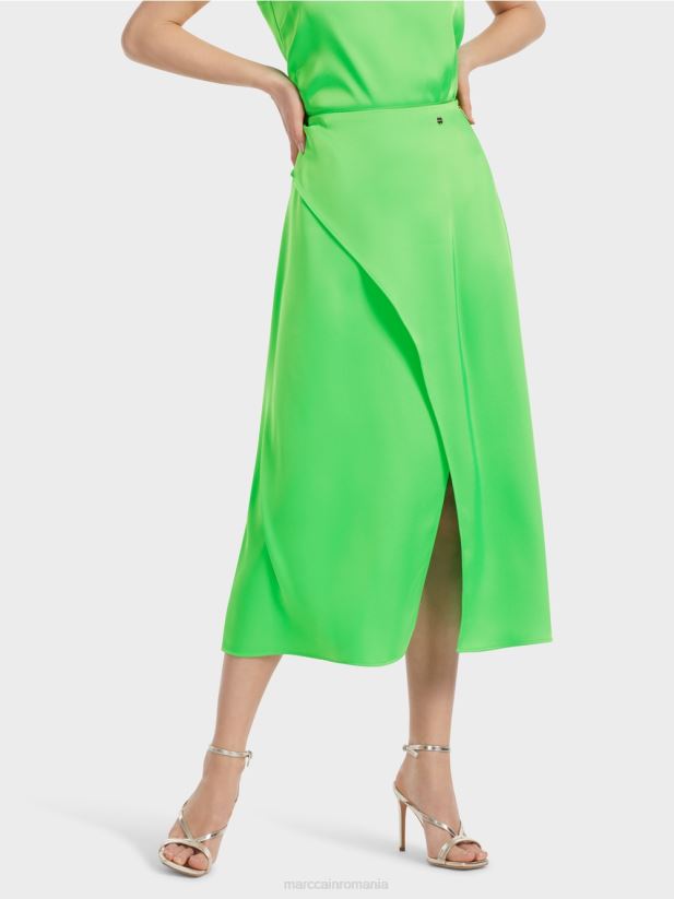fusta cu efect wrap Marc Cain verde măr închis îmbrăcăminte 4826HH458