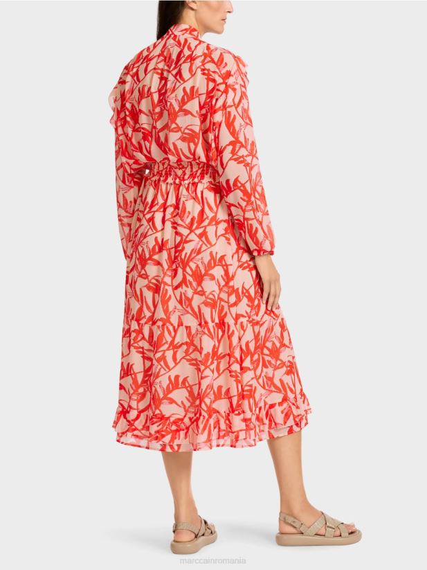 fusta cu volan cu model floral Marc Cain bronz strălucitor îmbrăcăminte 4826HH500