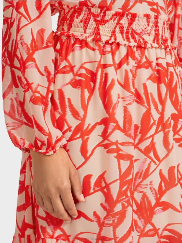 fusta cu volan cu model floral Marc Cain bronz strălucitor îmbrăcăminte 4826HH500