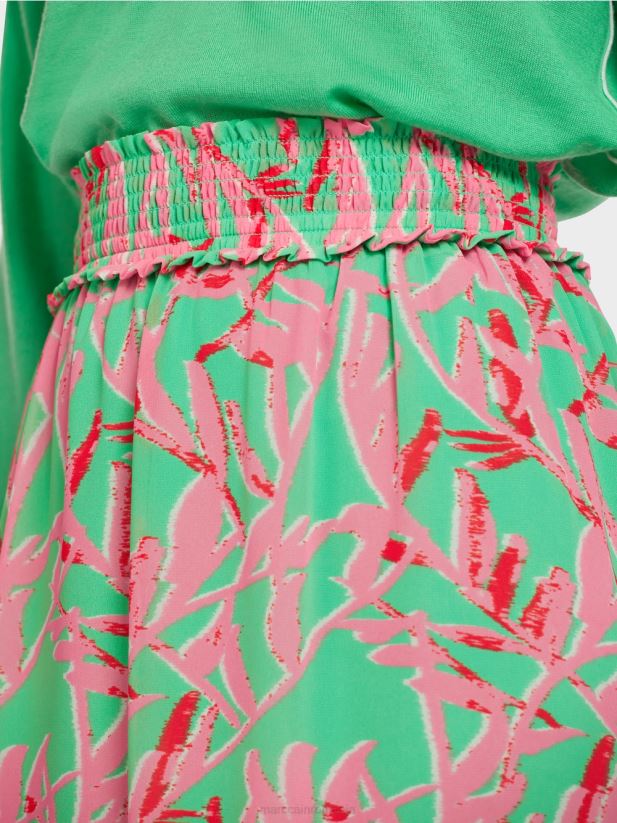 fusta cu volan cu model floral Marc Cain jad strălucitor îmbrăcăminte 4826HH499