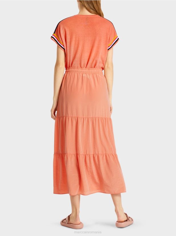 fusta cu volan cu snur Marc Cain teracotă ușoară îmbrăcăminte 4826HH480