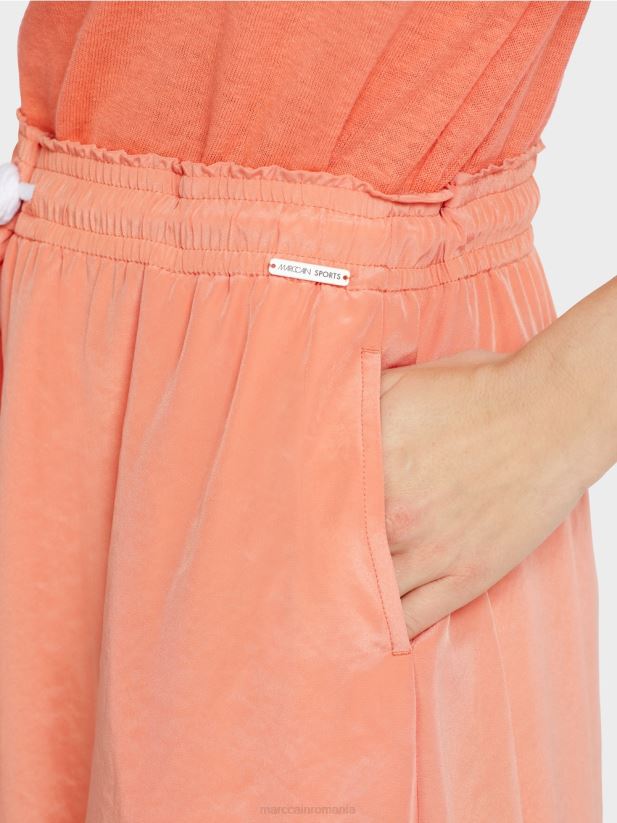 fusta cu volan cu snur Marc Cain teracotă ușoară îmbrăcăminte 4826HH480