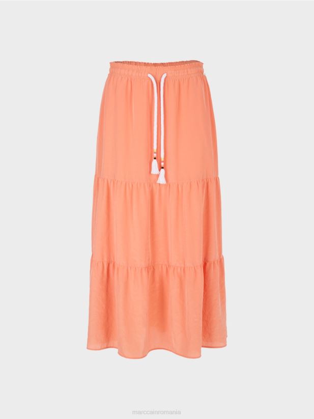 fusta cu volan cu snur Marc Cain teracotă ușoară îmbrăcăminte 4826HH480