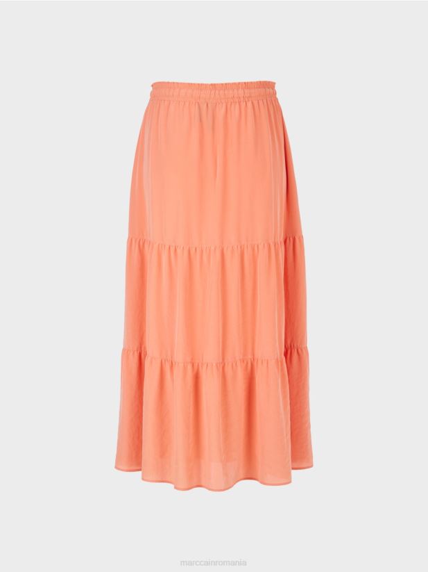fusta cu volan cu snur Marc Cain teracotă ușoară îmbrăcăminte 4826HH480