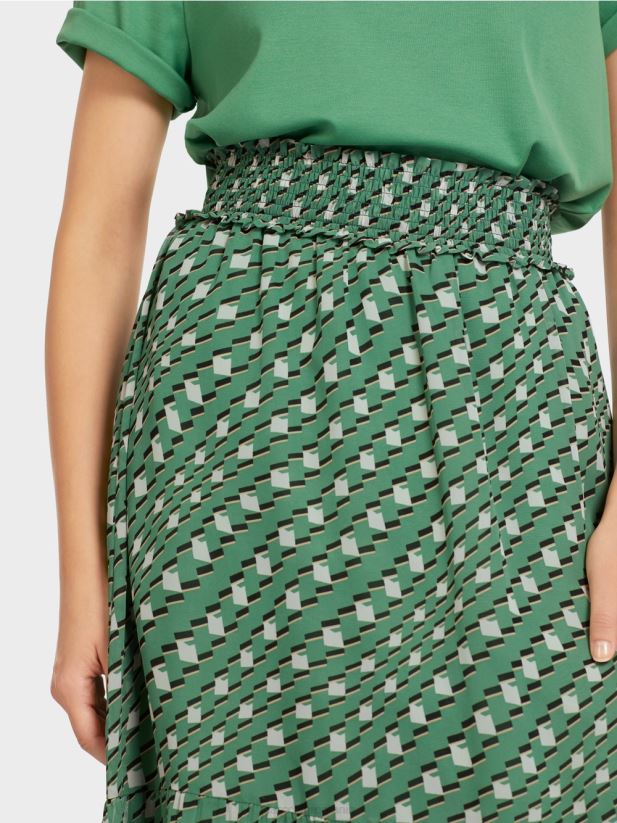 fusta cu volan imprimat Marc Cain mușchi verde îmbrăcăminte 4826HH509