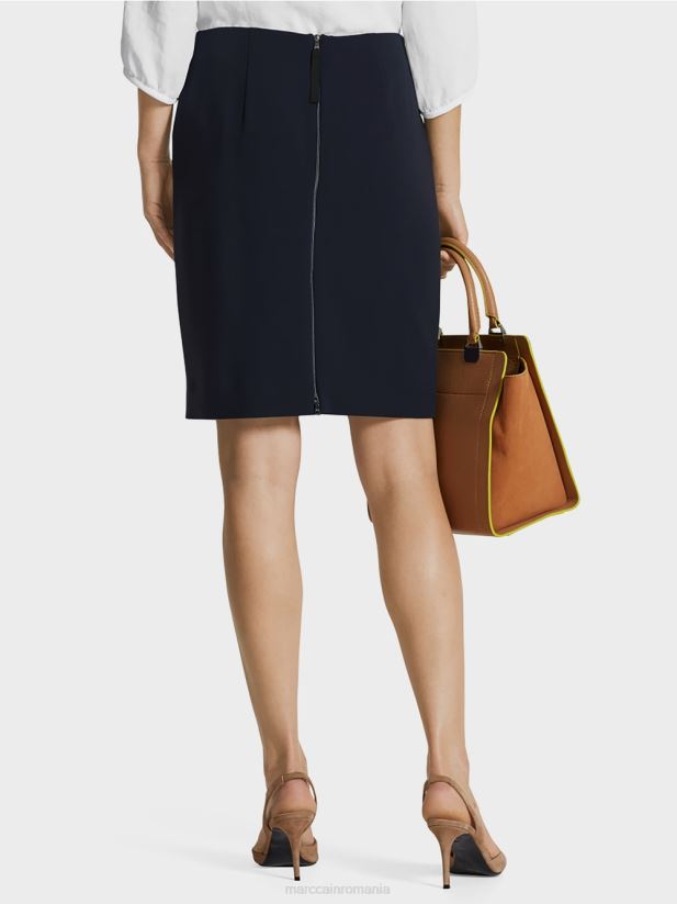 fusta din crepon Marc Cain albastru miezul nopții îmbrăcăminte 4826HH517