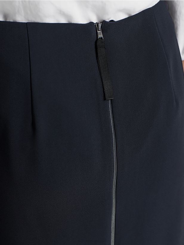 fusta din crepon Marc Cain albastru miezul nopții îmbrăcăminte 4826HH517