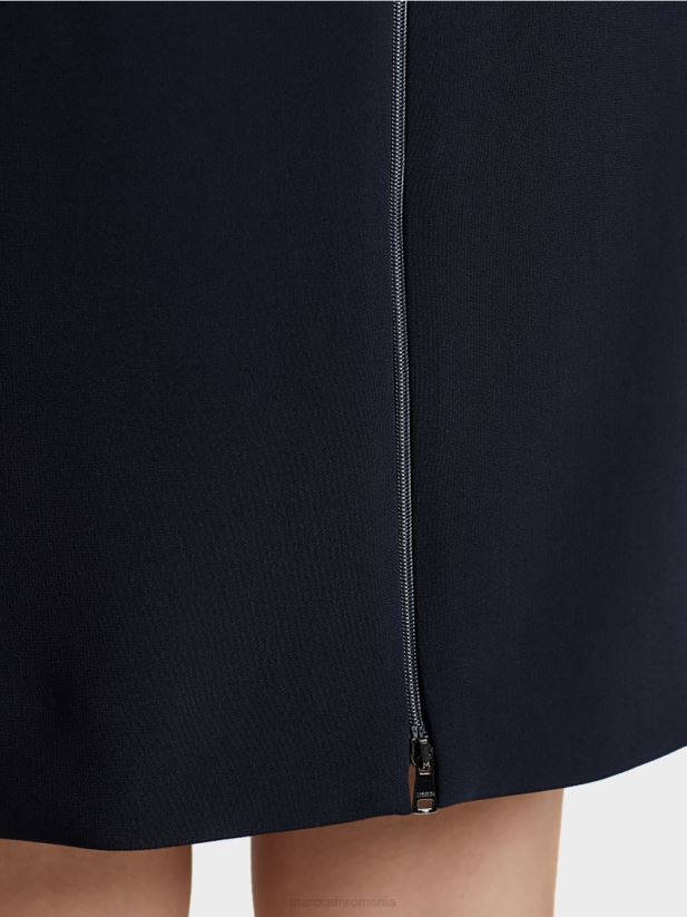 fusta din crepon Marc Cain albastru miezul nopții îmbrăcăminte 4826HH517