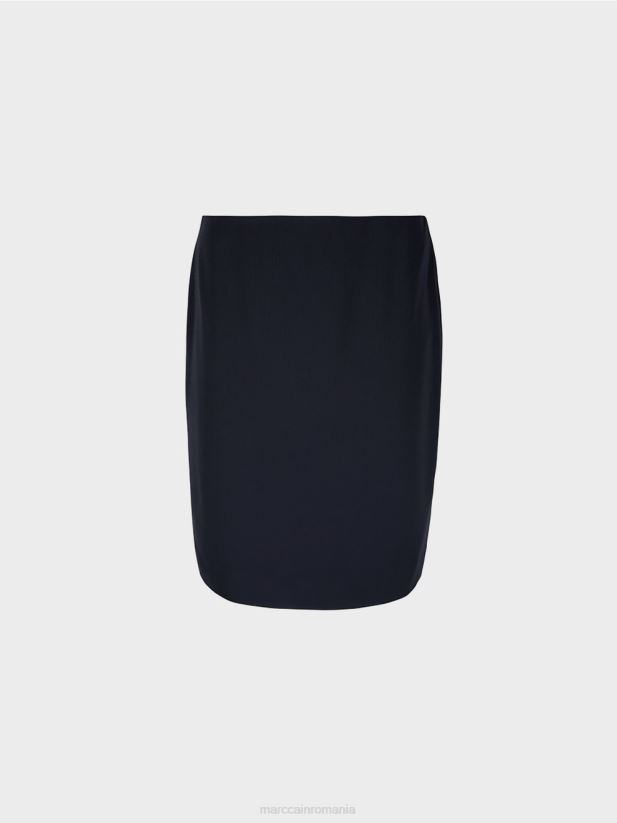 fusta din crepon Marc Cain albastru miezul nopții îmbrăcăminte 4826HH517