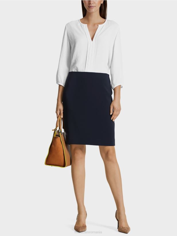 fusta din crepon Marc Cain albastru miezul nopții îmbrăcăminte 4826HH517