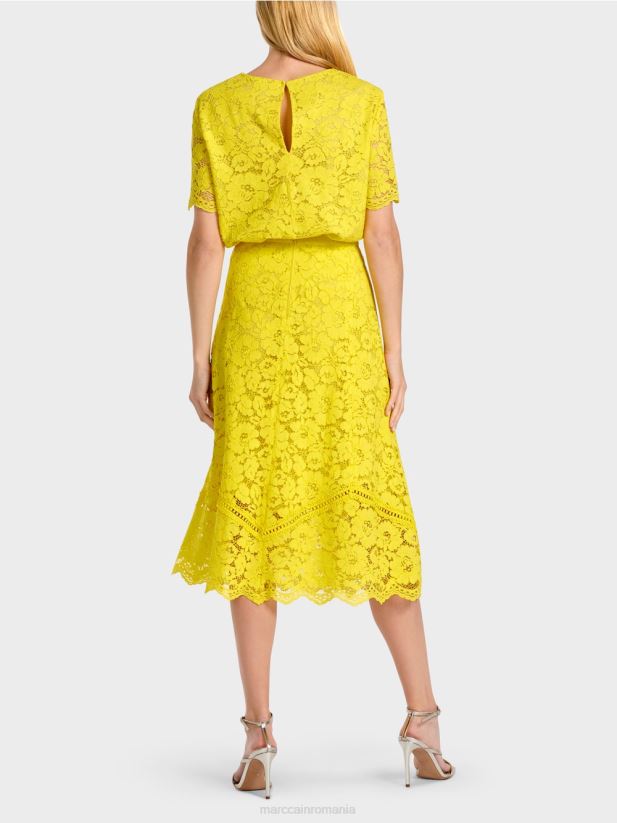 fusta din dantela Marc Cain verde lamaie îmbrăcăminte 4826HH484