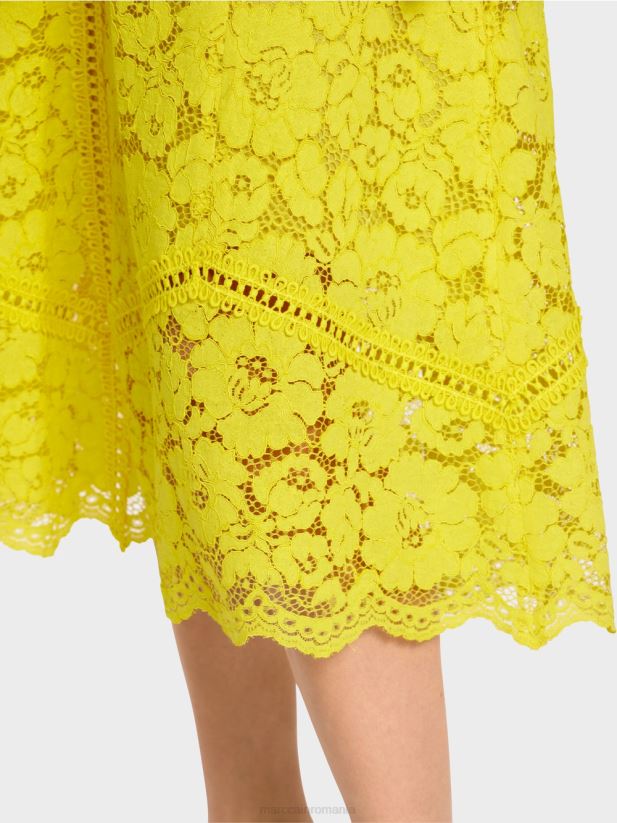 fusta din dantela Marc Cain verde lamaie îmbrăcăminte 4826HH484
