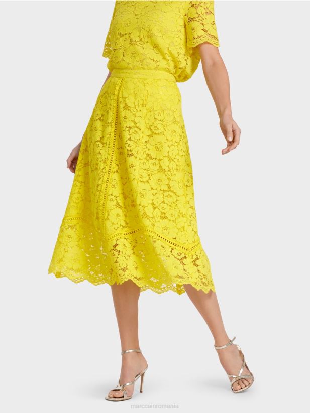 fusta din dantela Marc Cain verde lamaie îmbrăcăminte 4826HH484