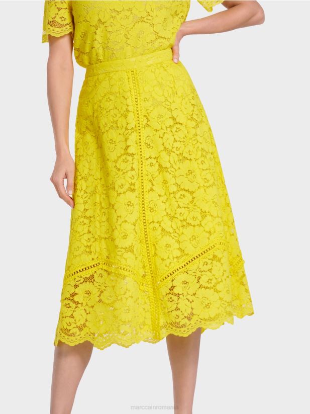 fusta din dantela Marc Cain verde lamaie îmbrăcăminte 4826HH484