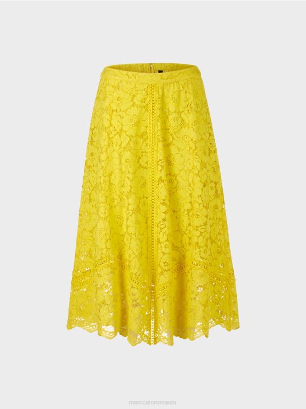 fusta din dantela Marc Cain verde lamaie îmbrăcăminte 4826HH484