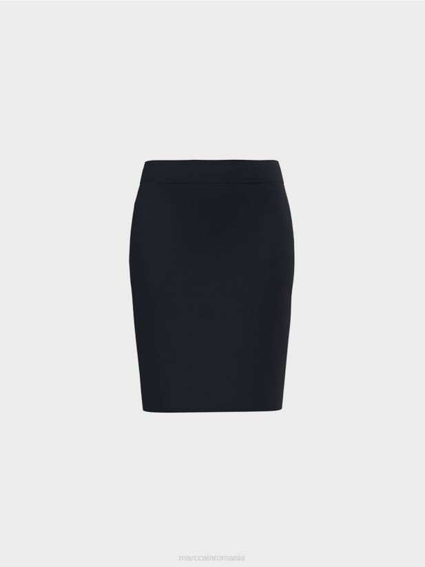 fusta din jerse elastic Marc Cain albastru miezul nopții îmbrăcăminte 4826HH516