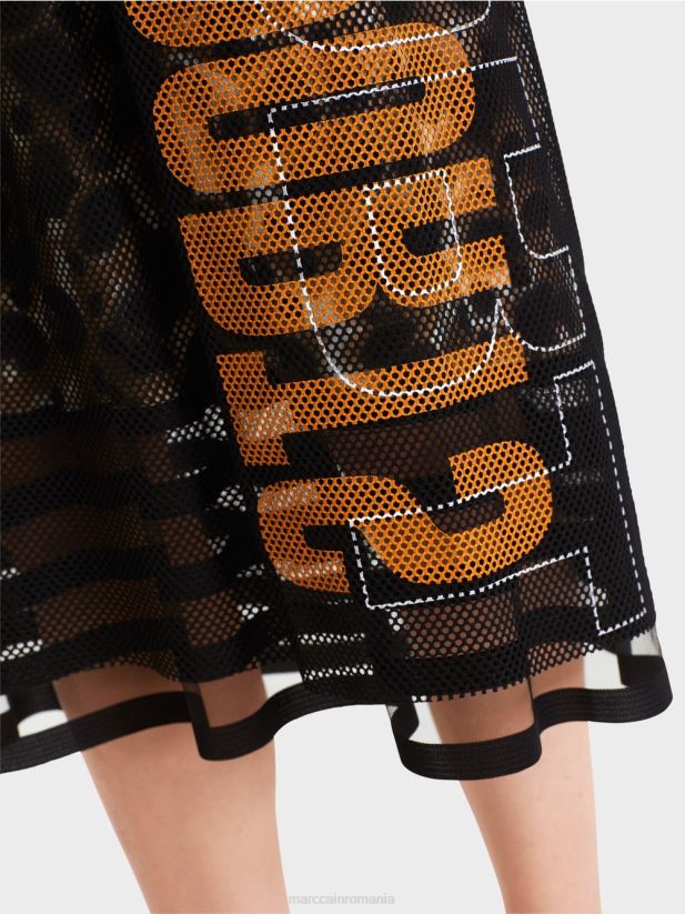 fusta din plasa cu captuseala imprimata Marc Cain cafea ușoară îmbrăcăminte 4826HH503
