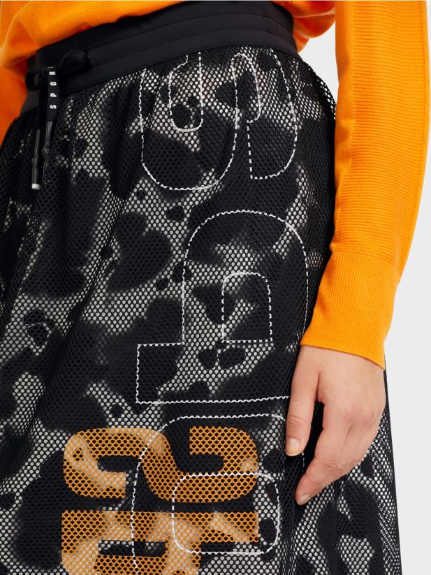 fusta din plasa cu captuseala imprimata Marc Cain negru îmbrăcăminte 4826HH501