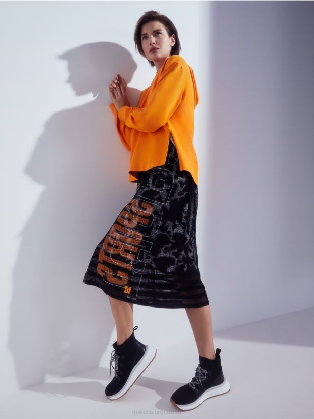 fusta din plasa cu captuseala imprimata Marc Cain negru îmbrăcăminte 4826HH501