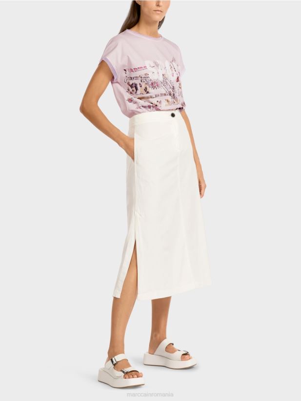 fusta evazata Marc Cain aproape alb îmbrăcăminte 4826HH491