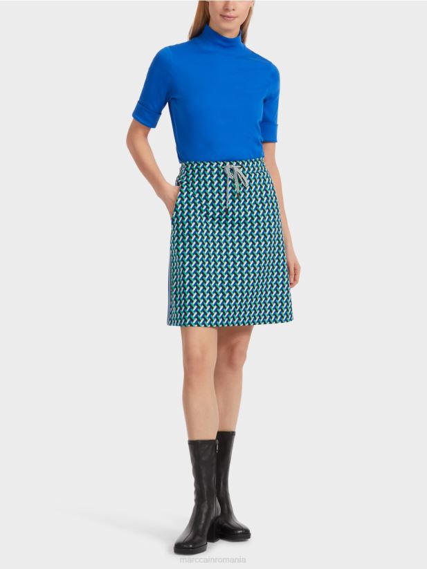 fusta evazata cu design integral Marc Cain smalț îmbrăcăminte 4826HH457