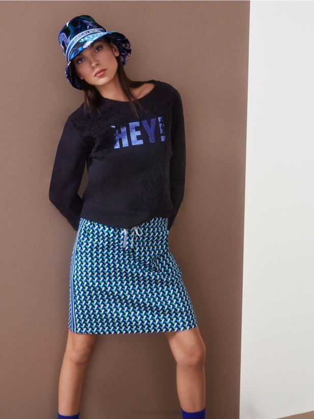 fusta evazata cu design integral Marc Cain smalț îmbrăcăminte 4826HH457