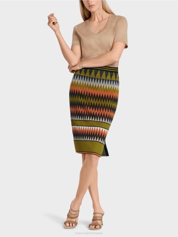 fusta ingusta "tricotata in germania" Marc Cain verde oliv intens îmbrăcăminte 4826HH487