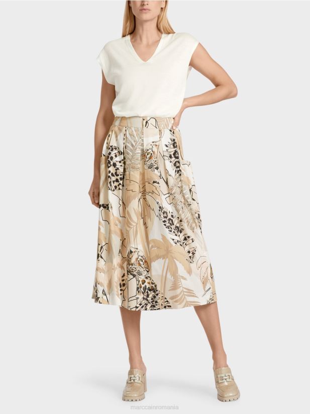fusta larga cu imprimeu colaj Marc Cain nisip adânc îmbrăcăminte 4826HH486