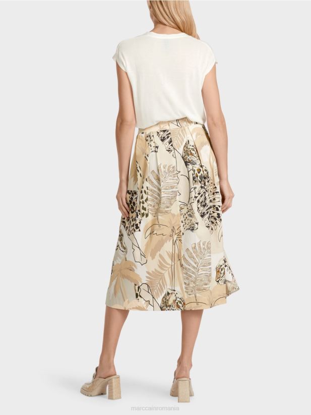 fusta larga cu imprimeu colaj Marc Cain nisip adânc îmbrăcăminte 4826HH486